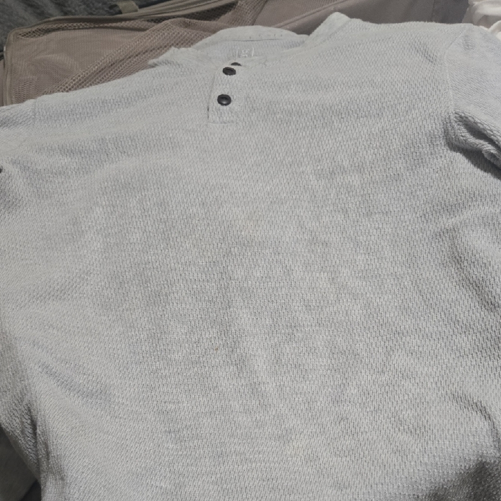George Men's Light Gray Waffle-Knit Henley Sweatshirt